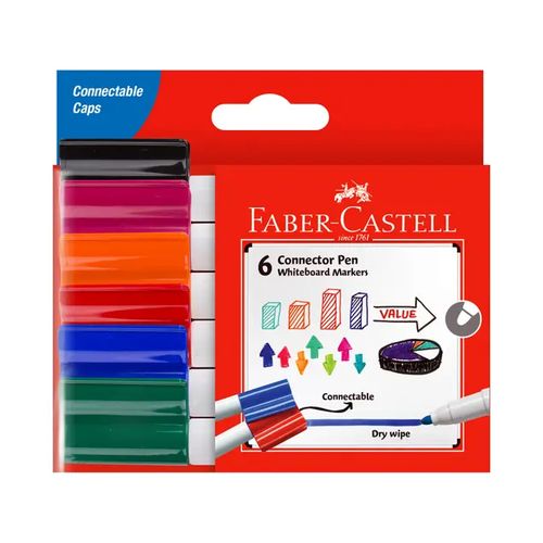 Faber-Castell Connector Whiteboard Markers Bullet Assorted Wallet 6